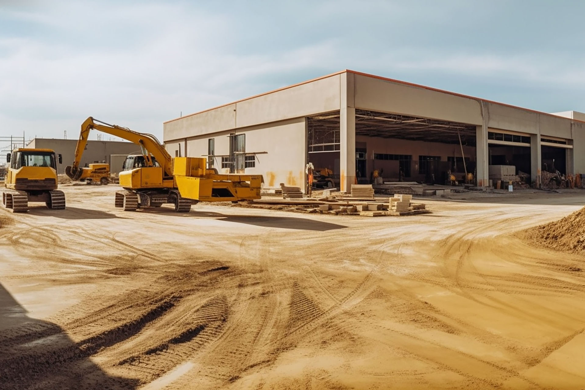 Construction professionals collaborating on site