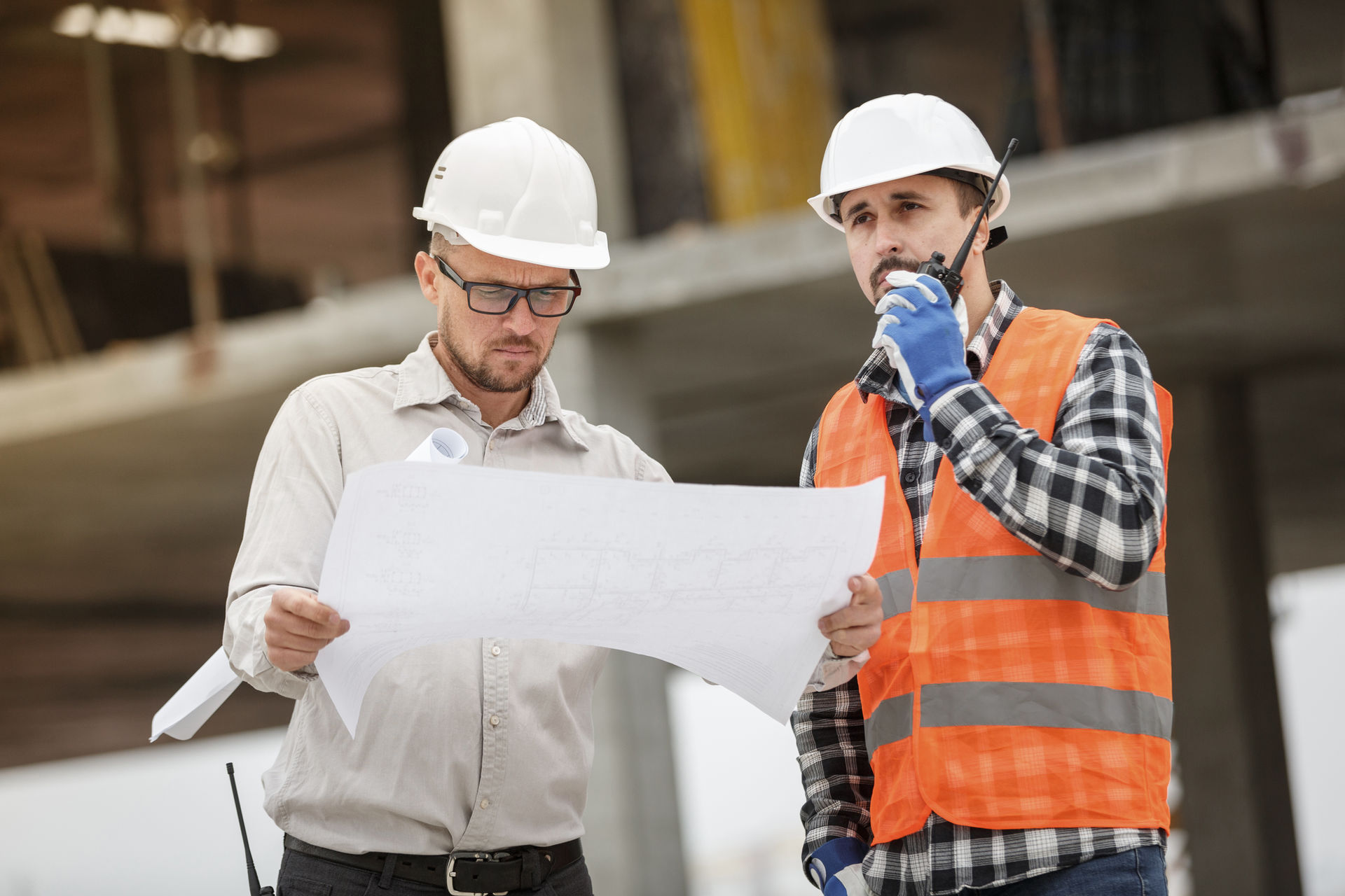 Construction project management on site